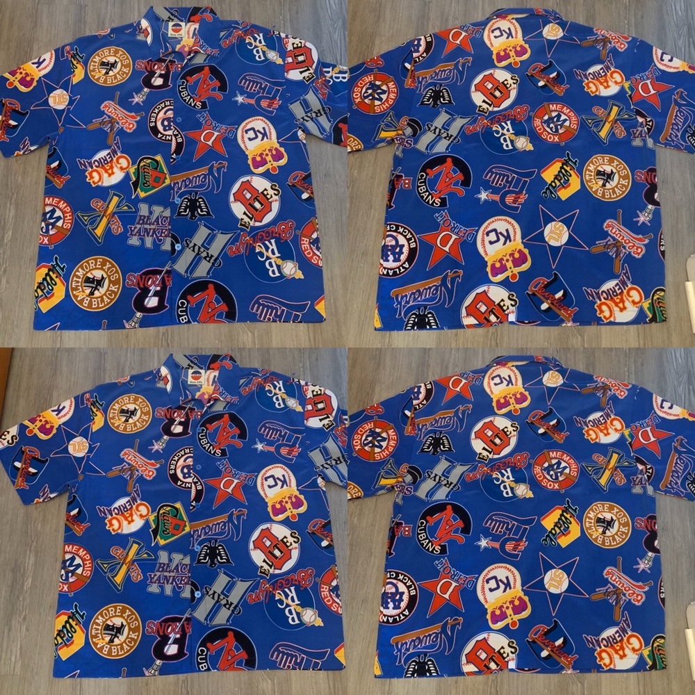 short sleeve button down with baseball teams